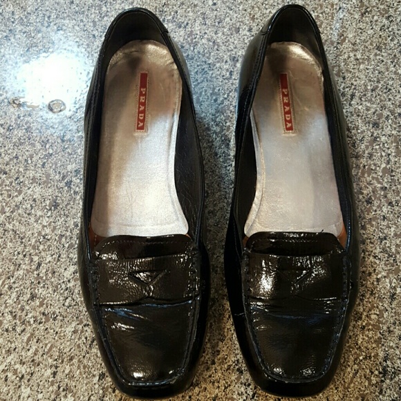 prada black loafers womens